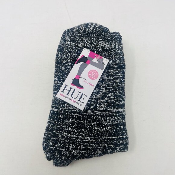 Hue Womens One Size Fits Most Diamond Print Supersoft Boot Socks in Black 717 - Picture 2 of 6